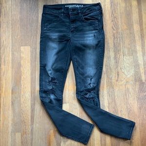 Black Wash Destroyed AEO Jegging